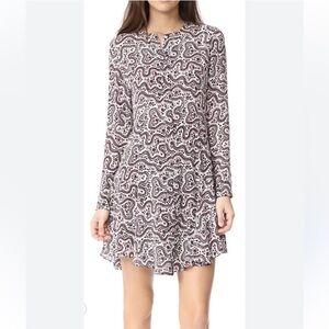 A.L.C. Women’s Randi White/Red/Black Floral Print Silk Long Sleeve Dress. Size 8